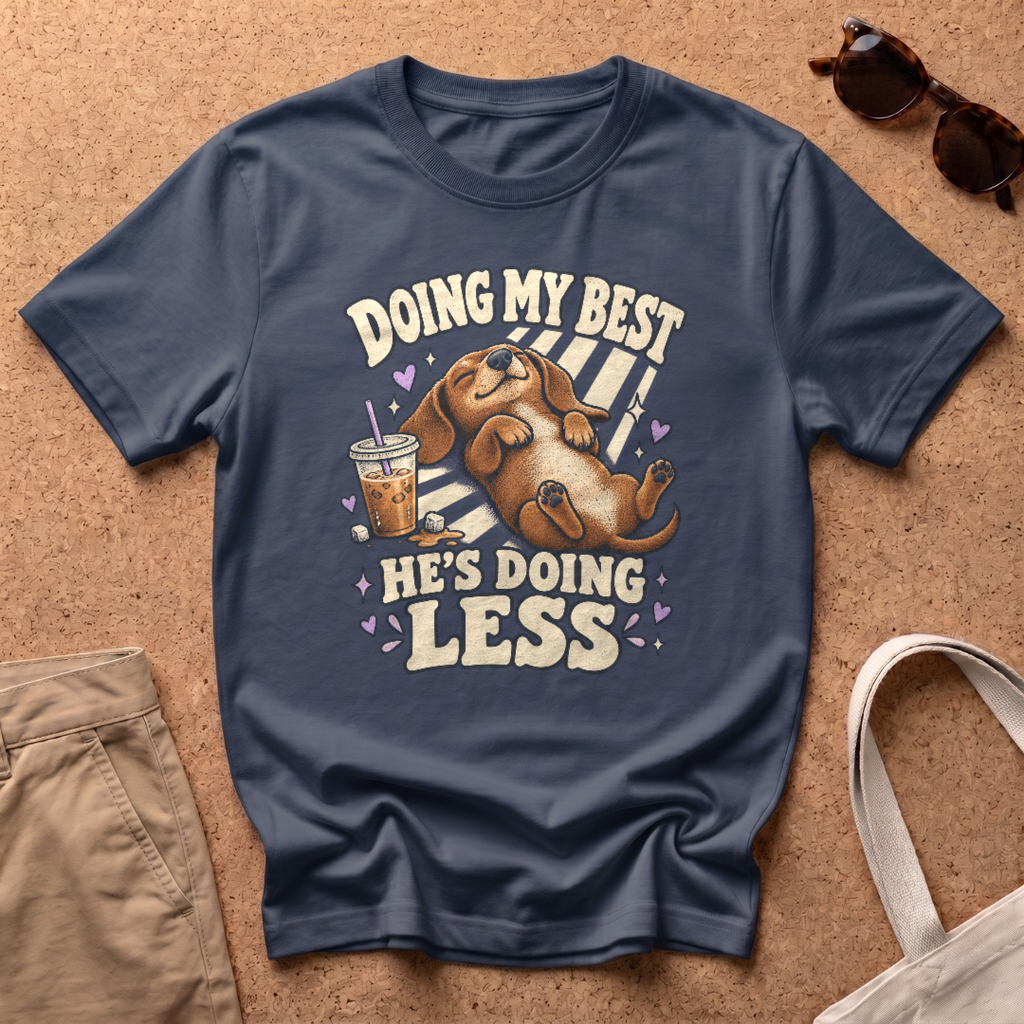 He's Doing Less T-Shirt - Navy