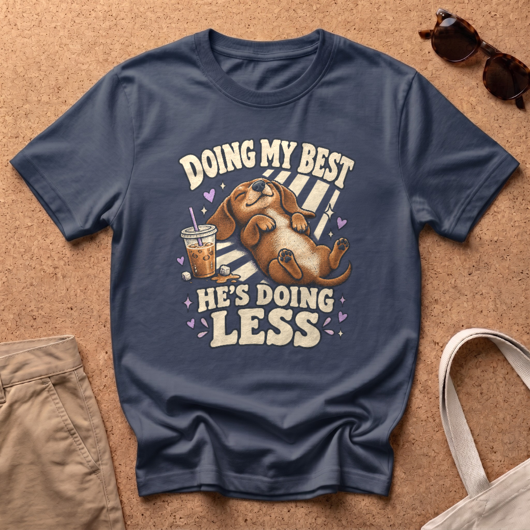 He's Doing Less T-Shirt - Navy