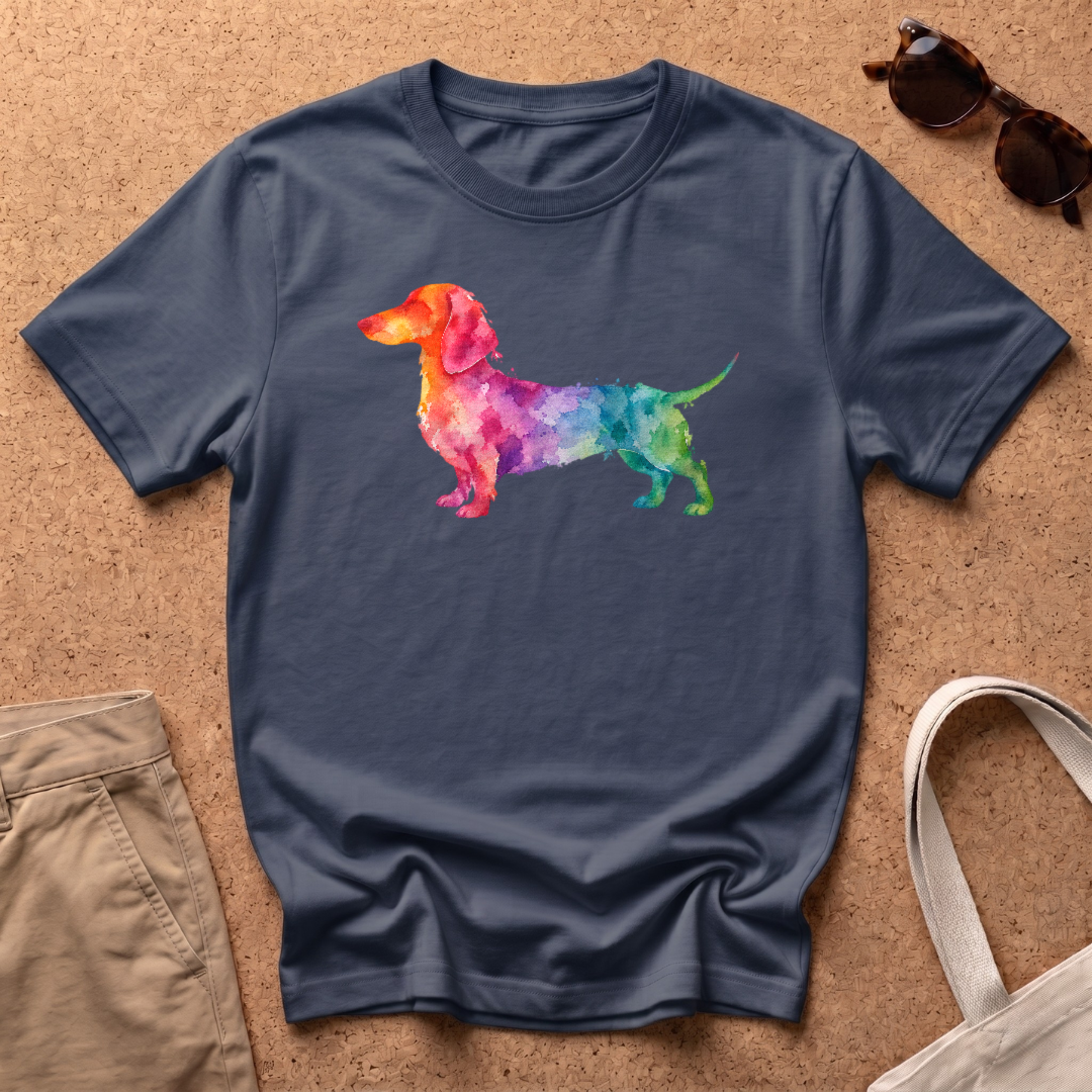 Watercolour Dog T-Shirt - Navy