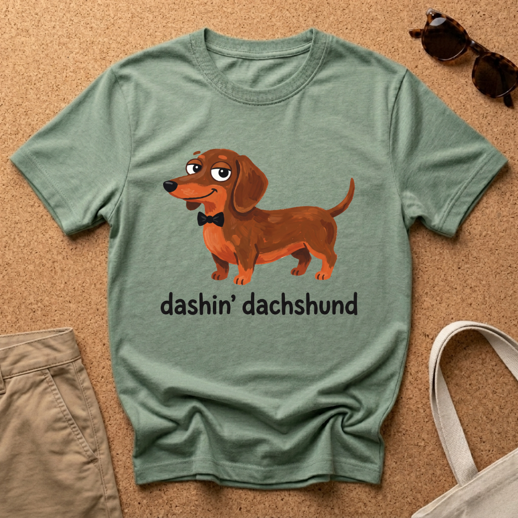 Dashin Dachshund Cartoon T-Shirt