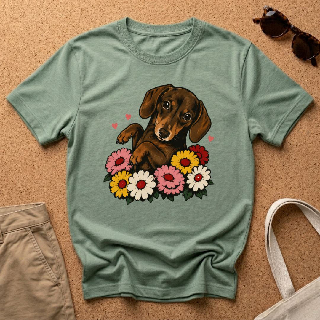 Flower Dachshund T-Shirt