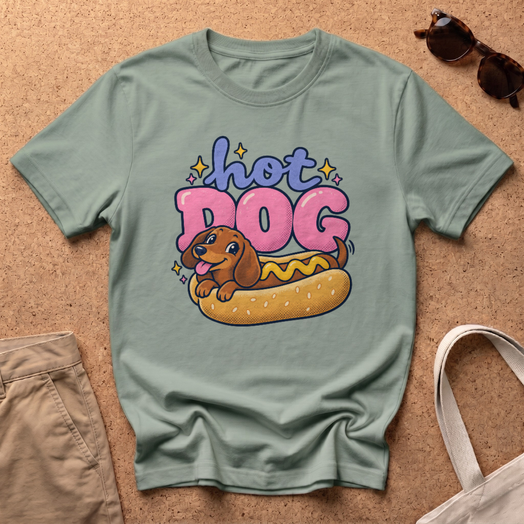 Hot Dog Cute T-Shirt - Sage