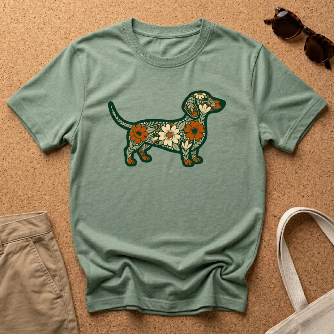Dachshund Floral Patch T-Shirt