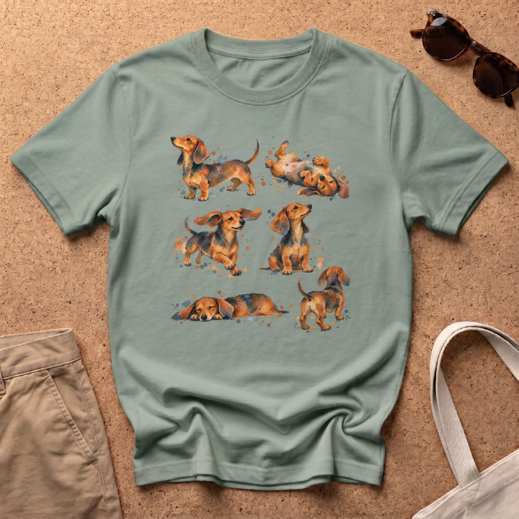 Watercolor Collage T-Shirt - Sage