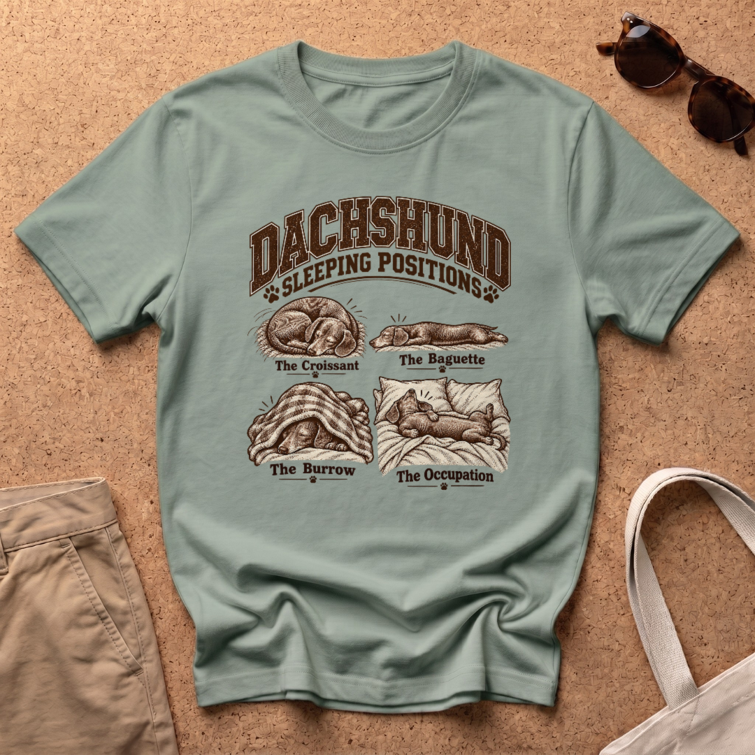 Dachshunds Sleeping T-Shirt - Sage