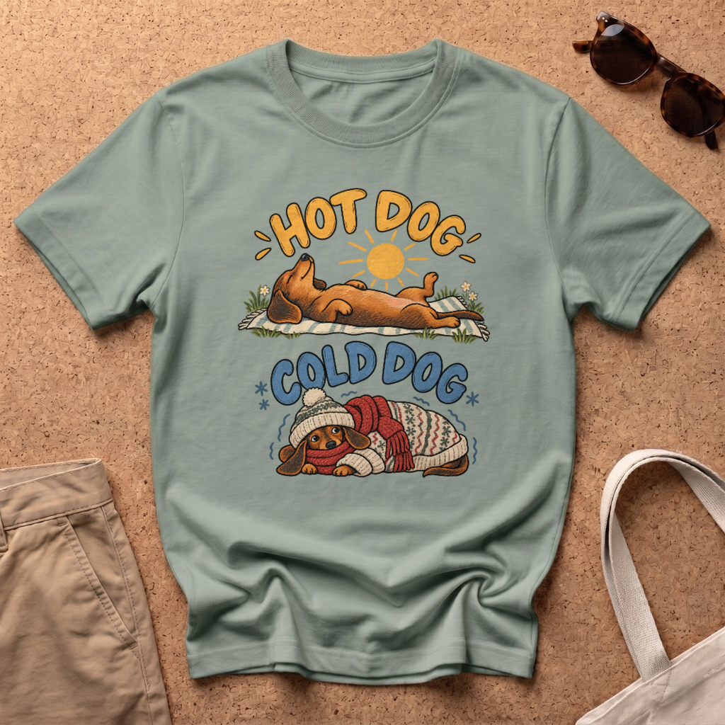 Hot Cold Dachshunds T-Shirt - Sage
