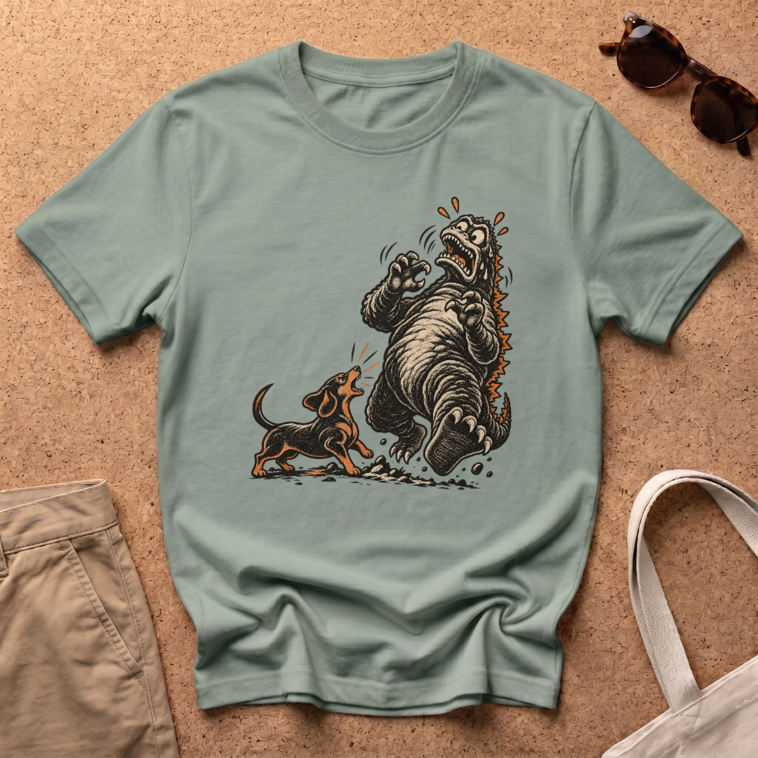 Dachshund Vs Kaiju T-Shirt - Sage