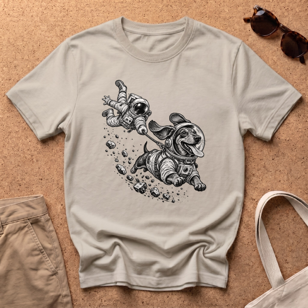 Dachshund Space Sprint T-Shirt - Sand