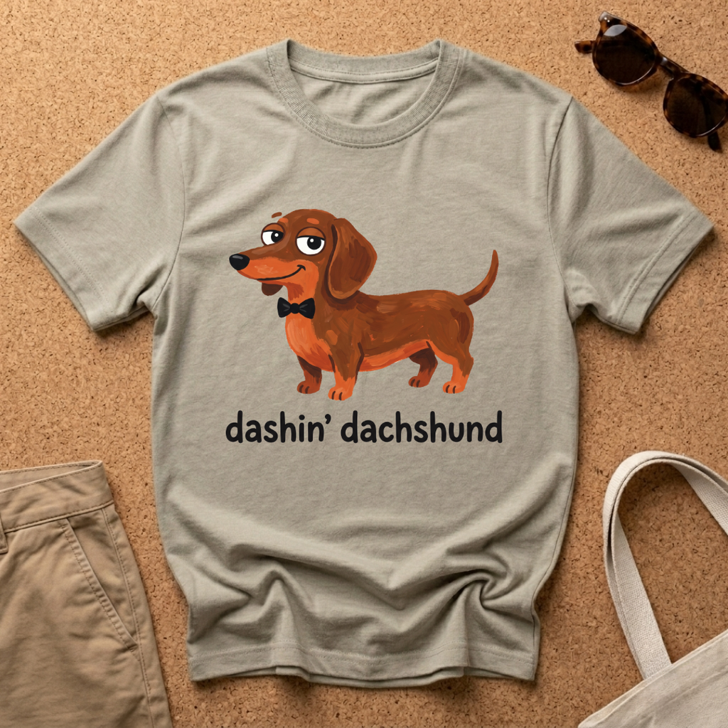 Dashin Dachshund Cartoon T-Shirt