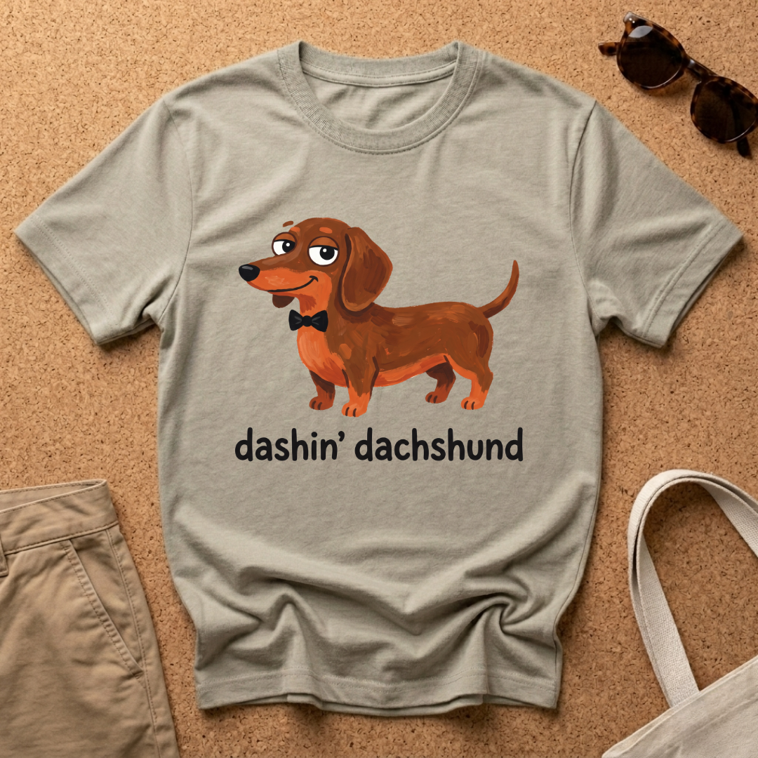 Dashin Dachshund Cartoon T-Shirt