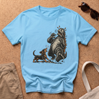 Dachshund Vs Kaiju T-Shirt - Sky