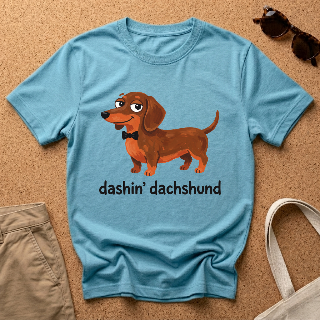 Dashin Dachshund Cartoon T-Shirt