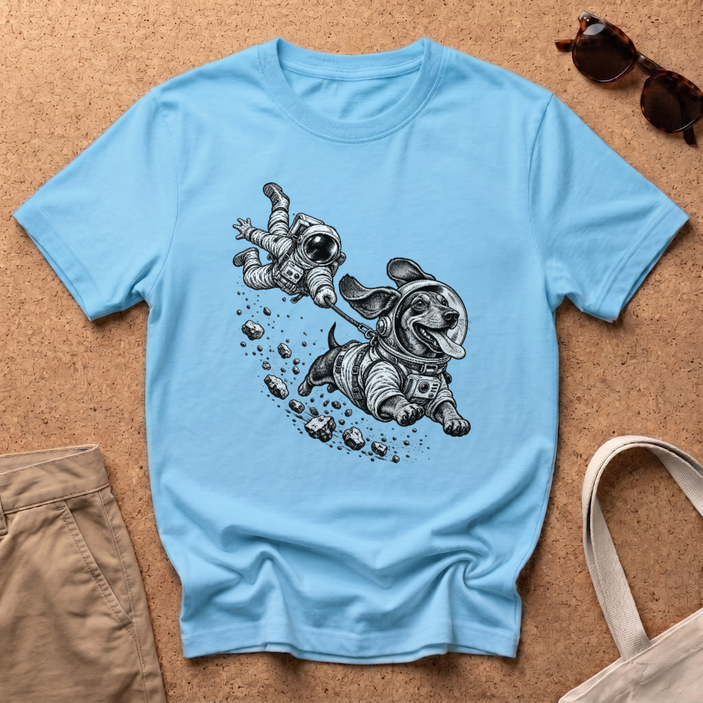 Dachshund Space Sprint T-Shirt - Sky