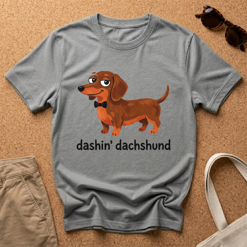 Dashin Dachshund Cartoon T-Shirt