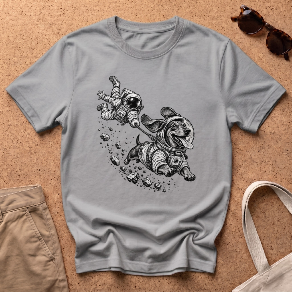 Dachshund Space Sprint T-Shirt - Sport Grey