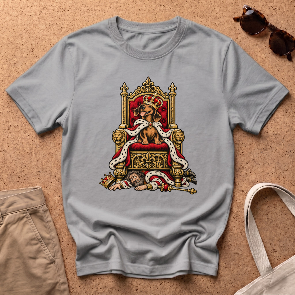 Dachshund Throne T-Shirt - Sport Grey