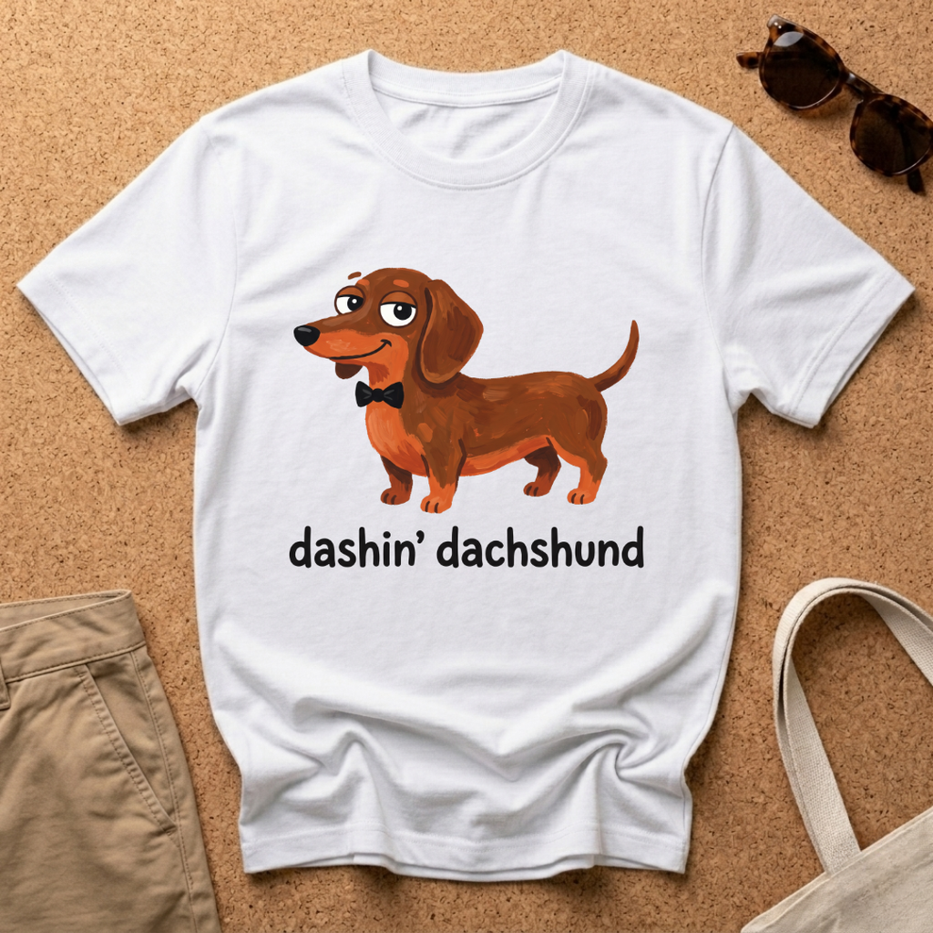 Dashin Dachshund Cartoon T-Shirt