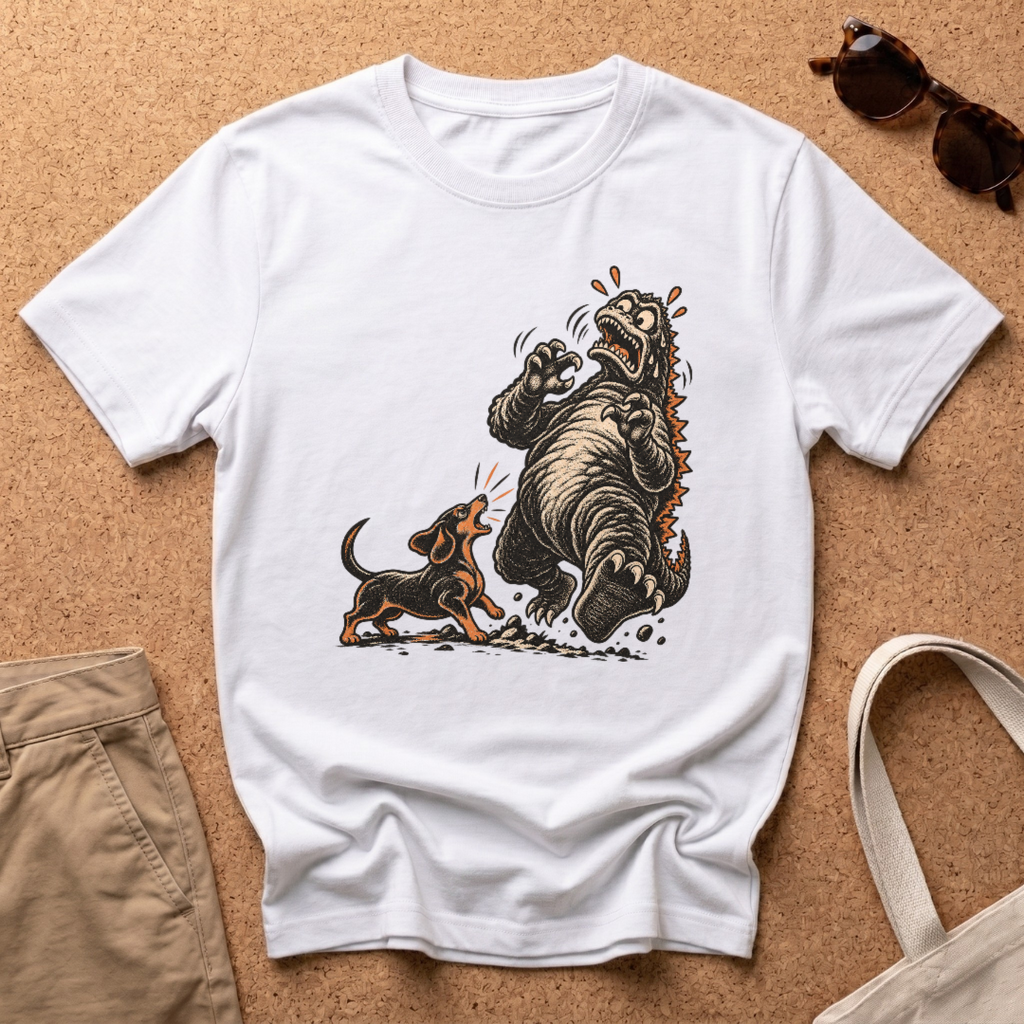 Dachshund Vs Kaiju T-Shirt - White