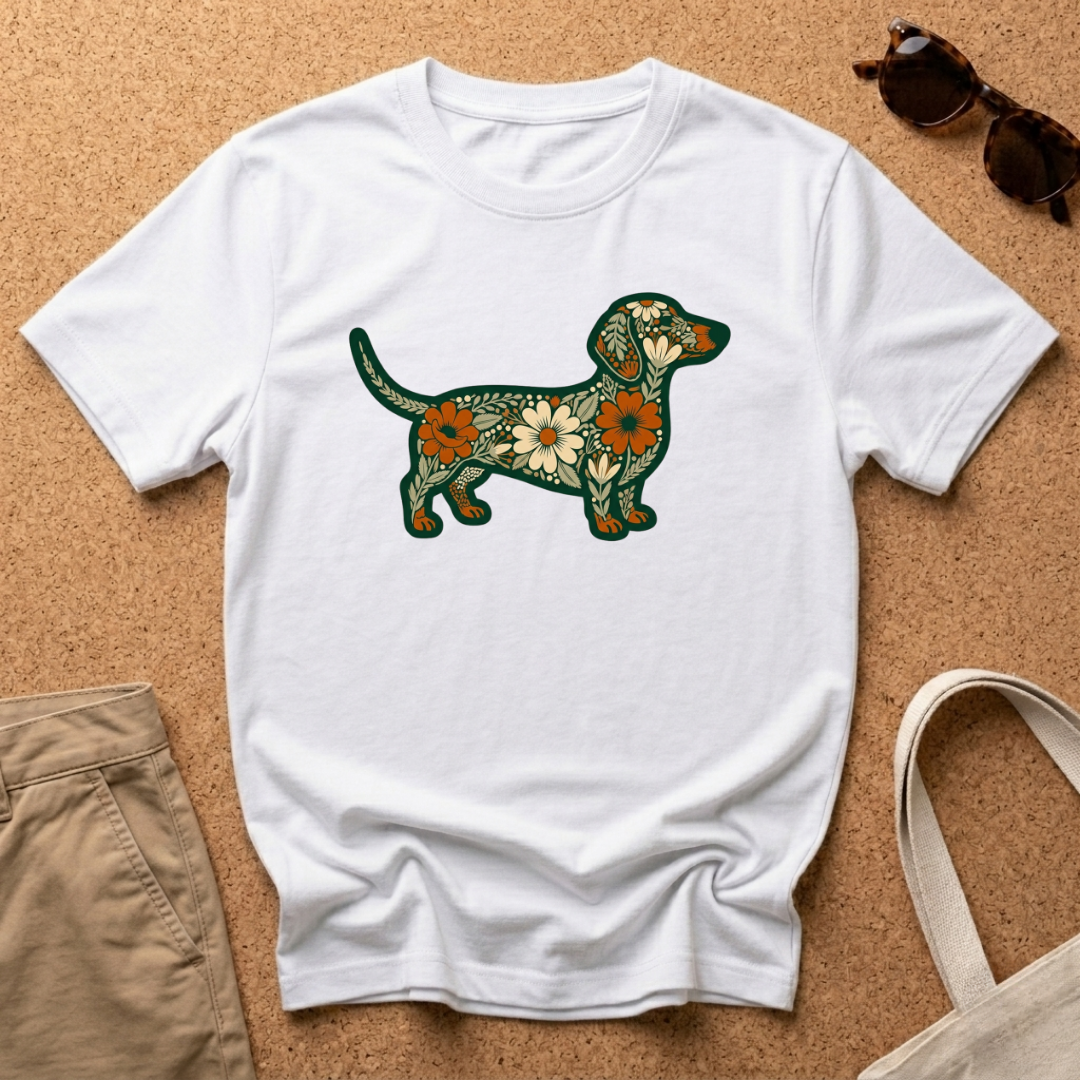 Dachshund Floral Patch T-Shirt